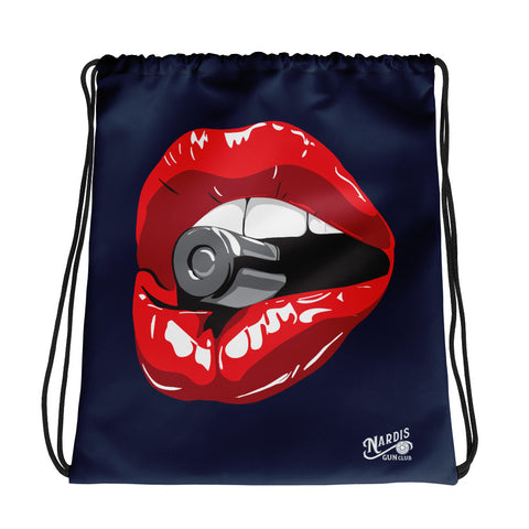 Lips - Drawstring Bag (Navy)